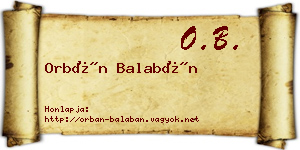Orbán Balabán névjegykártya