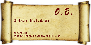 Orbán Balabán névjegykártya